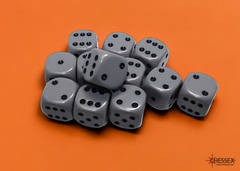 D6 16mm 12-Dice Block CHX25610 - Opaque Dark Grey/Black